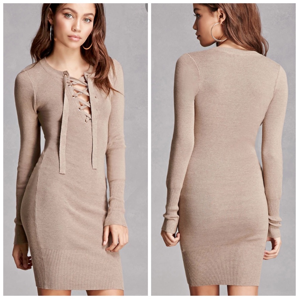 Hera Collection Taupe Knit Lace Up NEW
